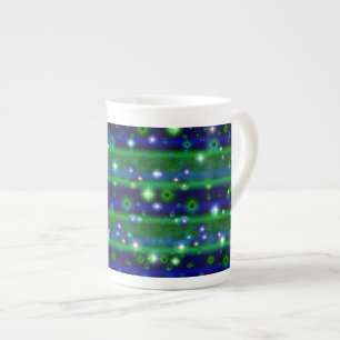 Tasse En Porcelaine Bleu vert rayures avec étoiles et Raindrops