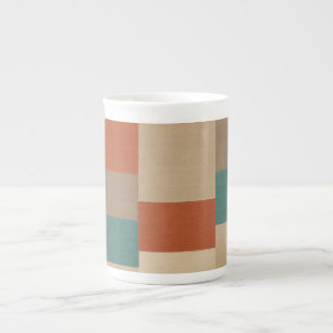 Tasse En Porcelaine Blocs Géométriques Modernes Sarcelle & Beige