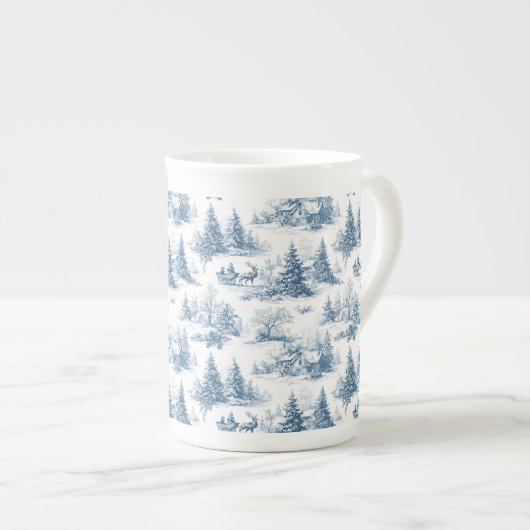 Tasse En Porcelaine Blue Toile Christmas Pattern (Devant droit)