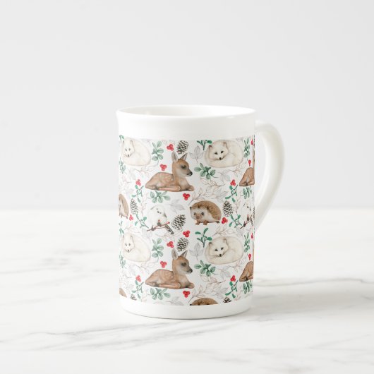 Tasse En Porcelaine Bois d'hiver avec Initiales (Devant droit)