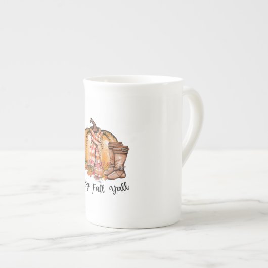 Tasse En Porcelaine Bon automne Y'all Boots Citrouilles (Devant droit)