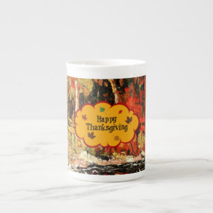 Tasse En Porcelaine "Bon thanksgiving", couleurs de l'automne,
