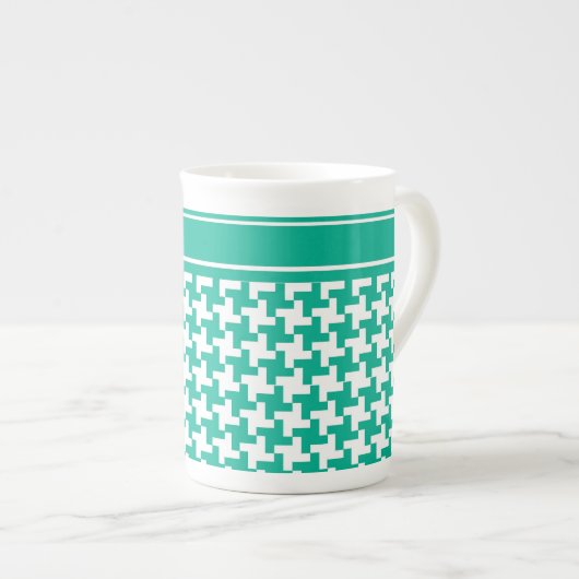 Tasse En Porcelaine Bone China Mug, Emerald Green Dogtooth Check (Devant droit)