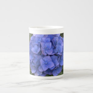 Tasse En Porcelaine Boue de Chine d'os d'Hydrangea bleu