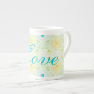 Tasse En Porcelaine Boug De Chine Fleurie Pastel Avec Blues