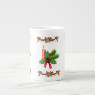 Tasse En Porcelaine Bougie de Noël, bougie de Noël