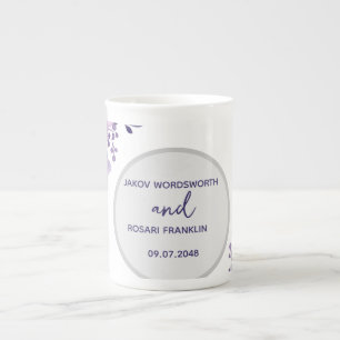 Tasse En Porcelaine Bouquet de fleurs violettes à l'aquarelle