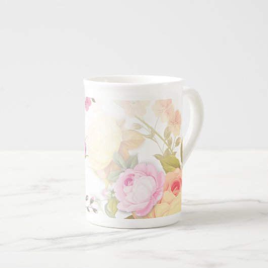 Tasse En Porcelaine Bouquets de Roses 4 (Devant droit)