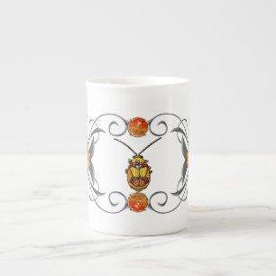 Tasse En Porcelaine Bouteille à feuilles rouges