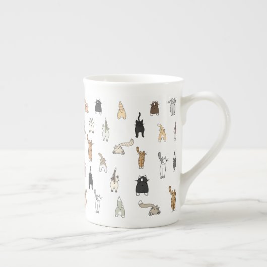 Tasse En Porcelaine Boutons de chat, Dame de chat folle, Boutons de ch (Droite)