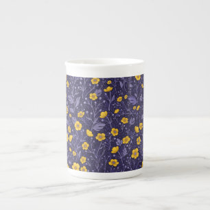 Tasse En Porcelaine Boutons jaunes et violets