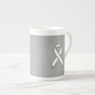 Tasse En Porcelaine Bras blanc Sensibilisation au ruban Grille blanche