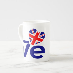 Tasse En Porcelaine British Blue AMOUR Drapeau UK Cœur