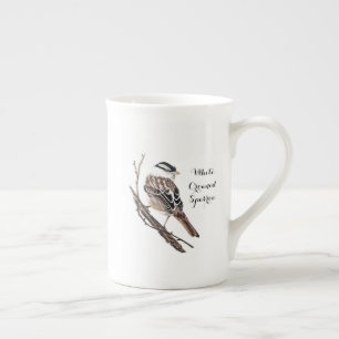 Tasse En Porcelaine Bruant à couronne blanche original aquarelle