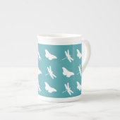 Tasse En Porcelaine Butterflies and Dragonflies Teal Pattern (Devant droit)