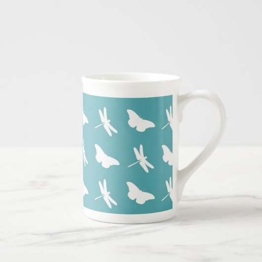 Tasse En Porcelaine Butterflies and Dragonflies Teal Pattern (Droite)