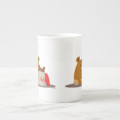 Tasse En Porcelaine Bye Bye Honey ! Mignonne Ours Caricature Os Chine (Devant)