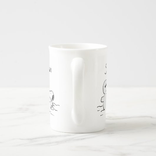 Tasse En Porcelaine cacahuètes | Snoopy Construit Un Snowman | Ajouter (Dos)