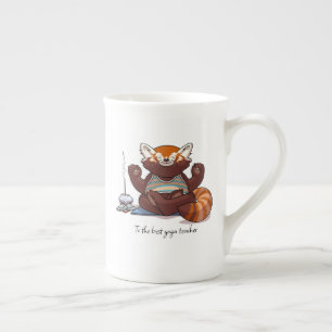 Tasse En Porcelaine Cadeau d'enseignant de yoga de Panda roux Méditati