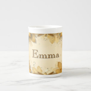 Tasse En Porcelaine Cadre floral avec nom personnalisé