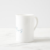 Tasse En Porcelaine Calligraphie de nom Script Plain Simple Blanc Bleu (Devant droit)