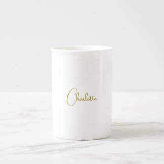 Tasse En Porcelaine Calligraphie minimaliste Nom du script Couleur or