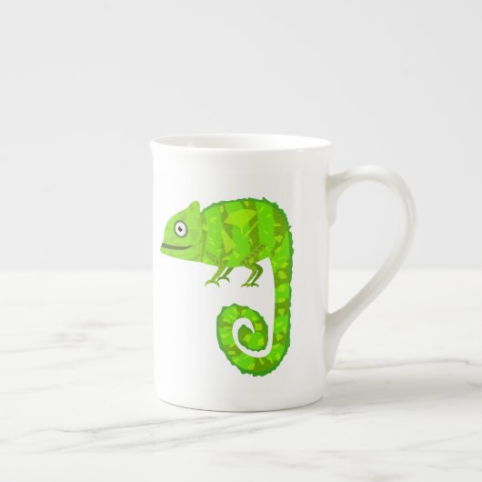 Tasse En Porcelaine Caméléon vert mignon (Droite)