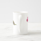 Tasse En Porcelaine Caméléon vert sur la fleur rose (Dos)