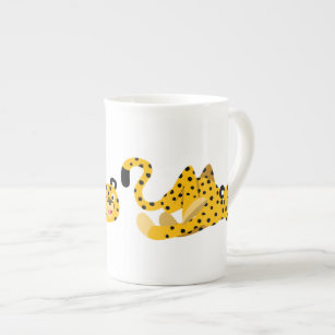Tasse En Porcelaine Caricature Dashing Cute Cheetah