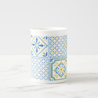 Tasse En Porcelaine Carreau italien méditerranéen bleu et jaune
