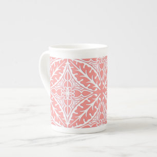 Tasse En Porcelaine Carreaux marocains - rose corail et blanc