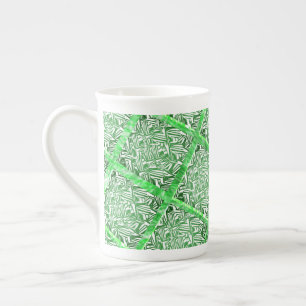 Tasse En Porcelaine Carrés, fausse tuile, faux feuillage vert