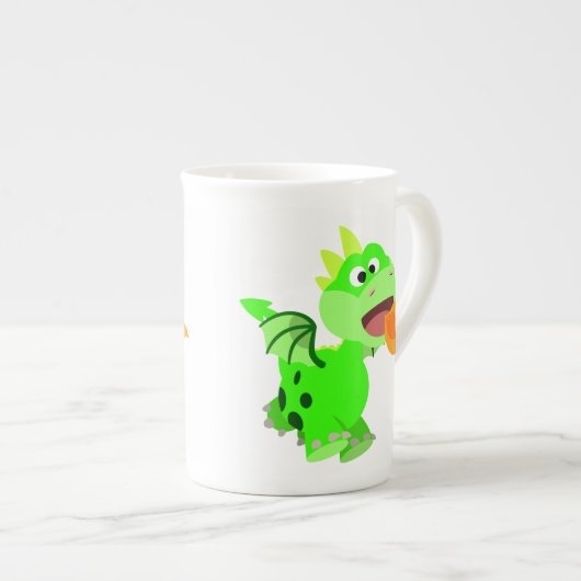 Tasse En Porcelaine Cartoon Bébé Dragon Bébé à crache feu mignon (Devant droit)