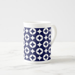 Tasse En Porcelaine Cercles d'enclenchement bleu rétro Shippo géométri