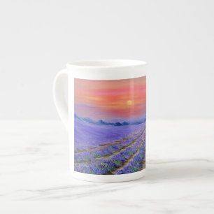 Tasse En Porcelaine Champs de lavande au coucher du soleil
