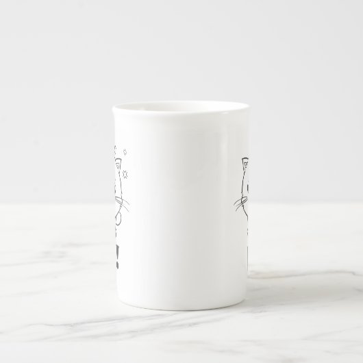 Tasse En Porcelaine Chat mignon en colère en train de baiser Non. (Devant)