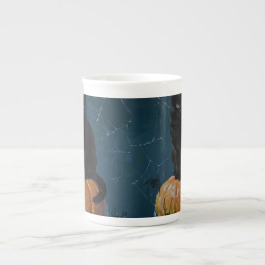 Tasse En Porcelaine Chat Noir (Devant)