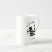 Tasse En Porcelaine Chat noir avec fleurs et expression portugaise (Devant droit)