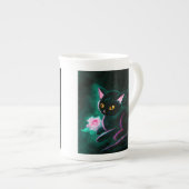 Tasse En Porcelaine Chaton noir mignon (Devant droit)