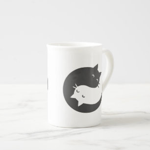 Tasse En Porcelaine Chats yin et yang mandala - Choisissez le colo arr