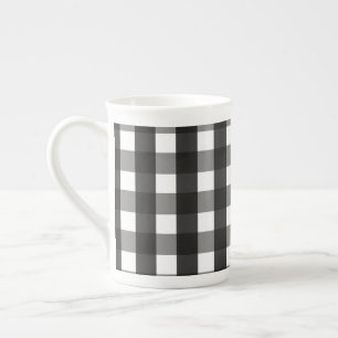 TASSE EN PORCELAINE CHECK DE GINGHAM NOIR ET BLANC