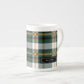 Tasse En Porcelaine Chèque écossais vert et noir (Devant droit)