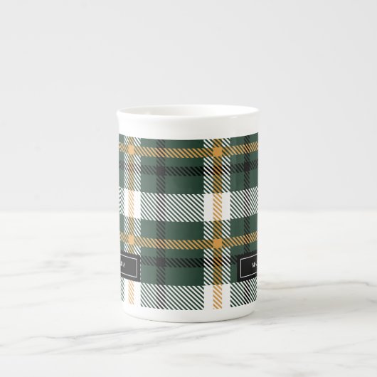 Tasse En Porcelaine Chèque écossais vert et noir (Devant)