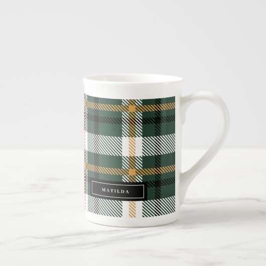 Tasse En Porcelaine Chèque écossais vert et noir (Droite)