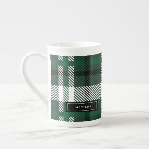 Tasse En Porcelaine Chèque écossais vert et noir