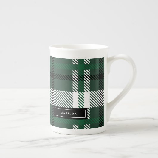 Tasse En Porcelaine Chèque écossais vert et noir (Droite)