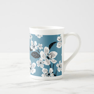 TASSE EN PORCELAINE CHERRY BLOSSOM - SAKURA (BLEU FUMEUR)