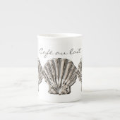 Tasse En Porcelaine Chic blanc à coquille de saint Jacques (Devant)