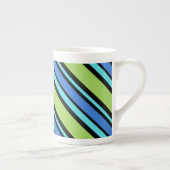 Tasse En Porcelaine Chic Bone China Mug, Blue Moons Diagonal Stripes (Droite)