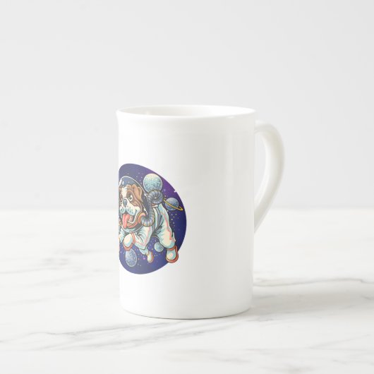 Tasse En Porcelaine Chien astronaute, chien spatial (Devant droit)